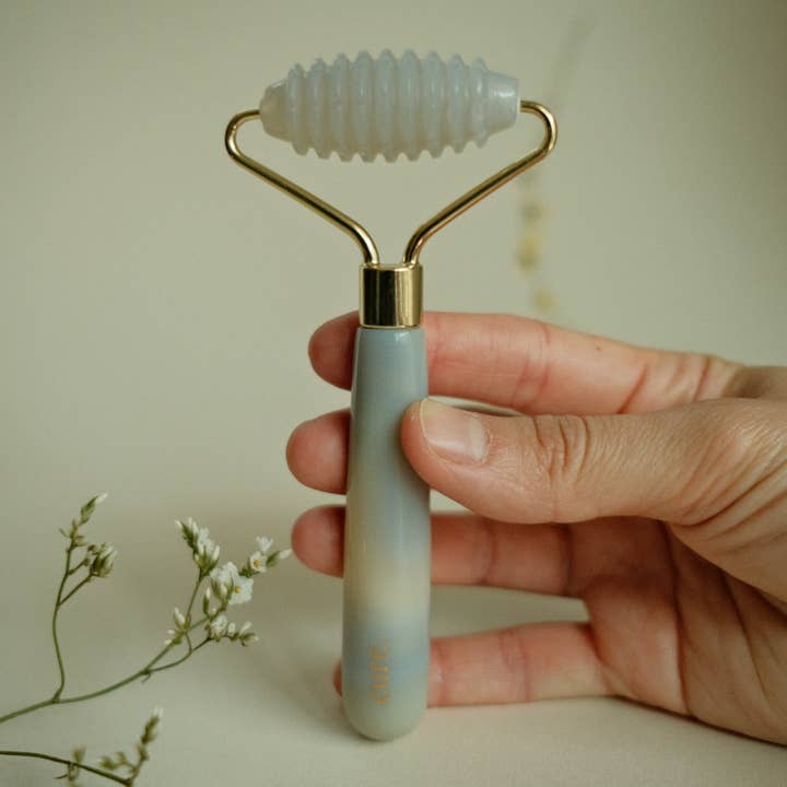 Natural Agate Spiked Facial Roller for wholesale by cure.