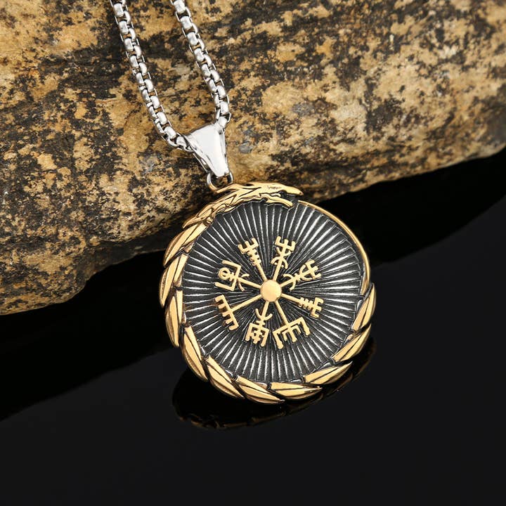 iking Style Triangle Rune Dragon Pendant Necklace for wholesale by Gemcohub