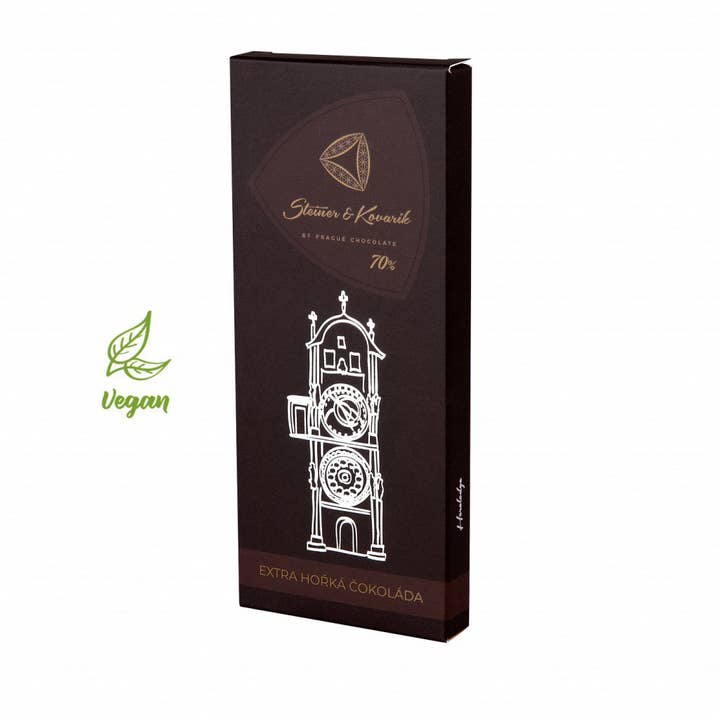 Extra Dark Chocolate 70%, Chocolate bar 45 g for wholesale by Prague Chocolate
