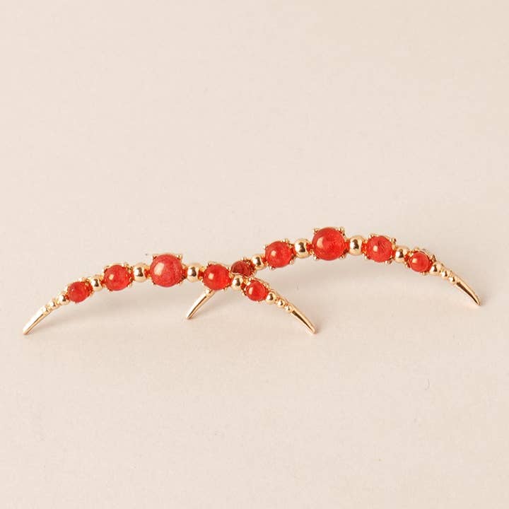Fashion City - Wholesale Dangle Earrings - Shaped Semi-Precious Stone Post Earrings