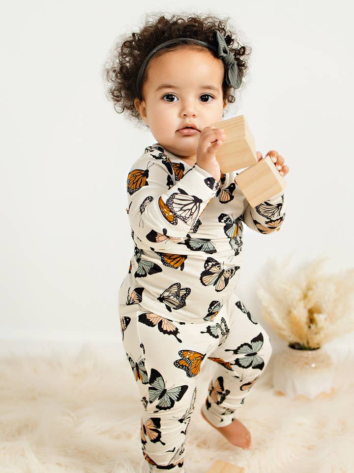 Butterscotch Babies - Wholesale Sleepwear Set - Kids - Bamboo Toddler Two-Piece Pajamas Butterflies