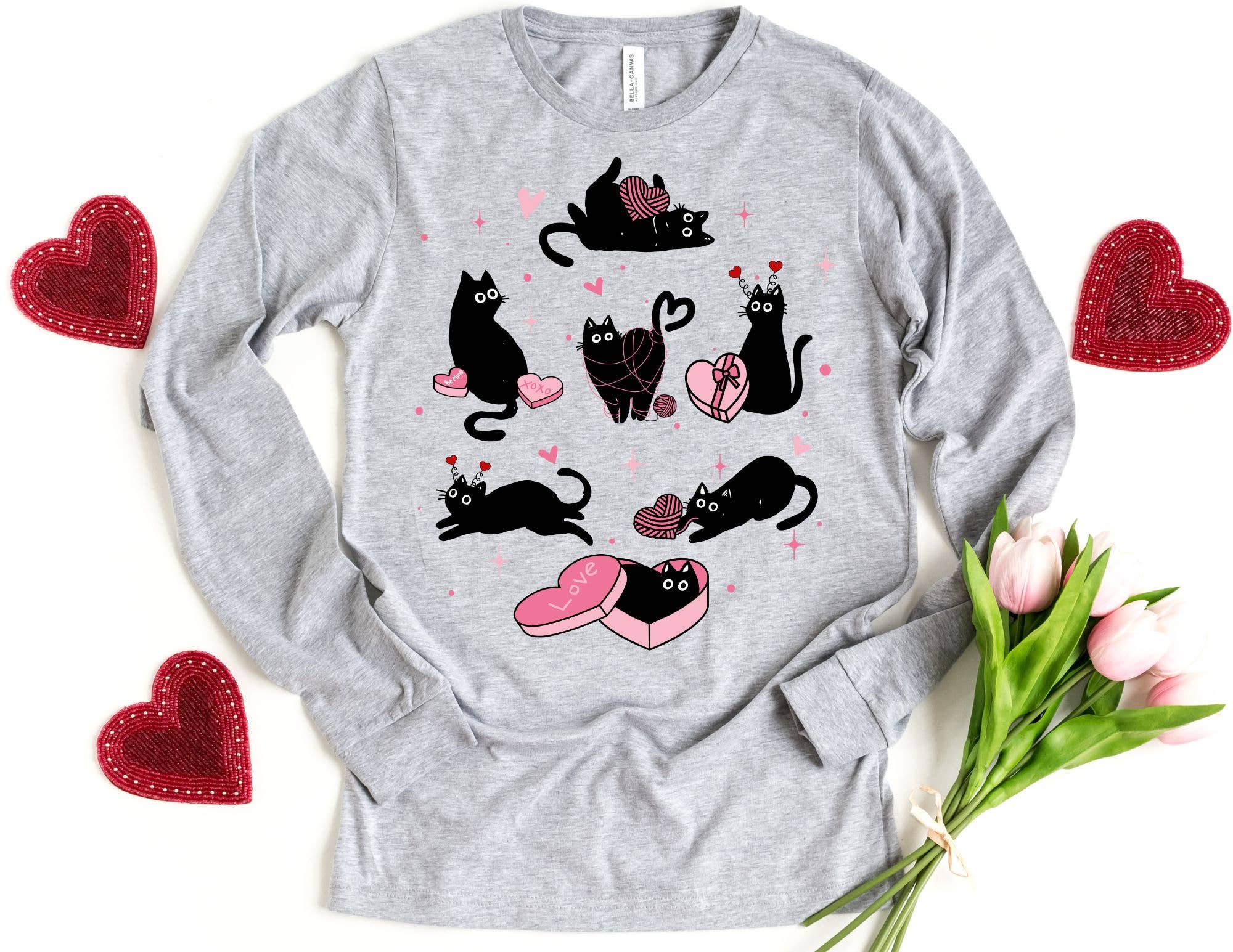 The Shirt Company - Wholesale T-Shirt (Graphic) - Women's - Cat Valentine Long Sleeve Shirt - Valentine's Day Shirt1