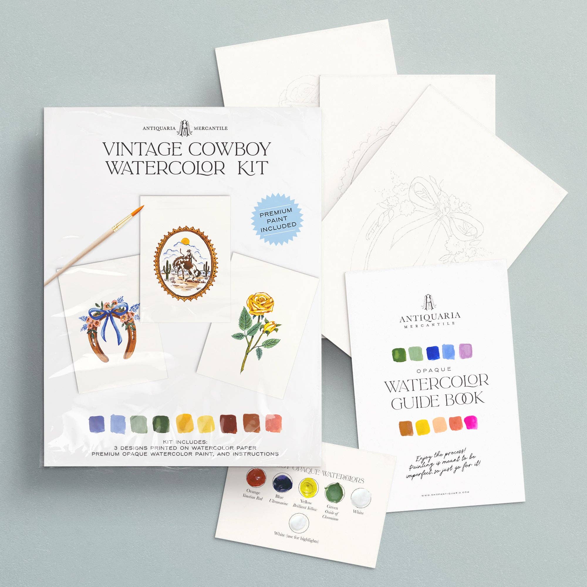 Antiquaria - Wholesale DIY Craft Kit - Watercolor Painting Kit: Vintage Cowboy1