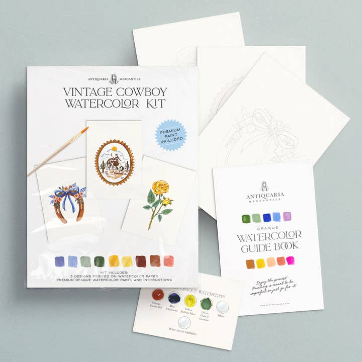 Antiquaria - Wholesale DIY Craft Kit - Watercolor Painting Kit: Vintage Cowboy1