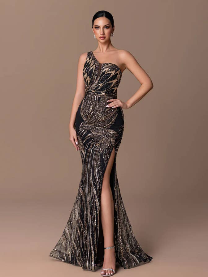 4231 - One Shoulder Sequin Dress for wholesale by ILY From