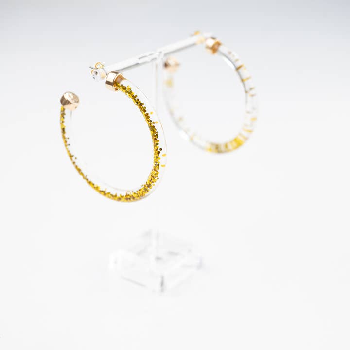 Hoo Hoops - Wholesale Hoop Earrings - Lightweight Large Hoop Earrings - Gold Glitter2
