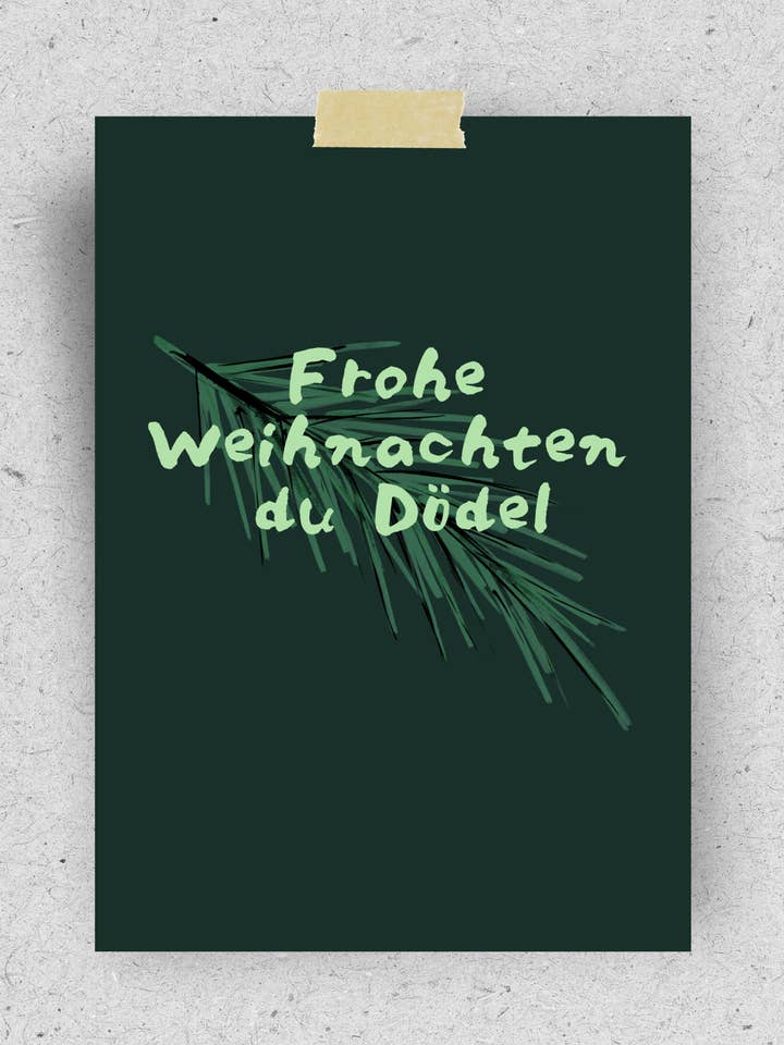 X-Mas Postkarte "Frohe Weihnachten du Dödel" | Recyclingpapier für den Großhandel von hellopinlin