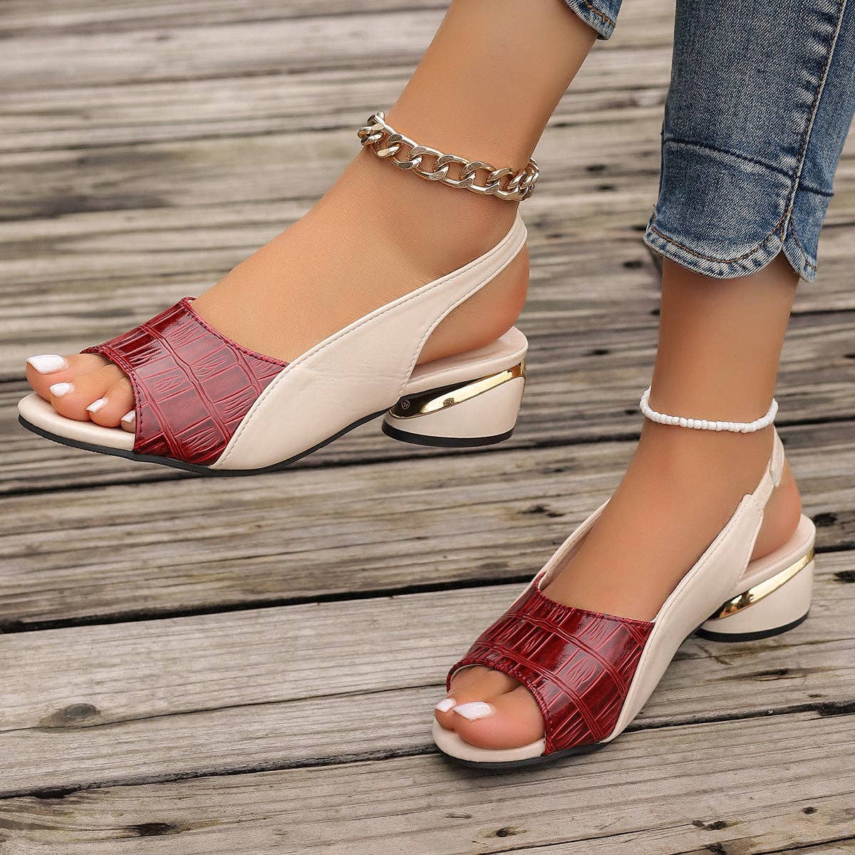 Naomi's Happy Place Shop - Wholesale Low Heels - Women's - Women Mid Heels Sandals Chunky Fashion Casual Shoes Women Summer  Walking Shoes3