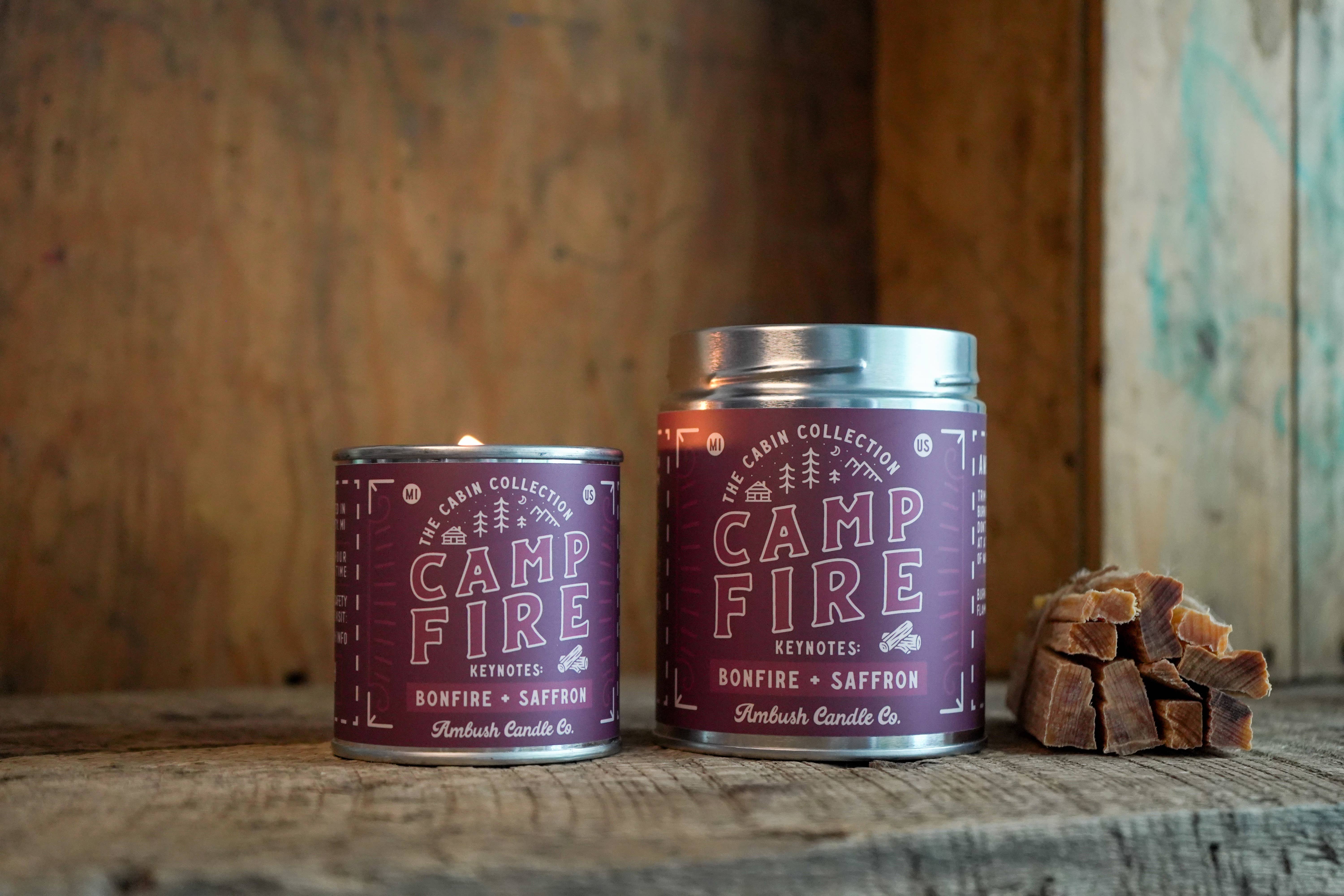 Ambush Candle Co. - Wholesale Travel Candles - Campfire | Bonfire + Saffron 8oz Soy Candle6