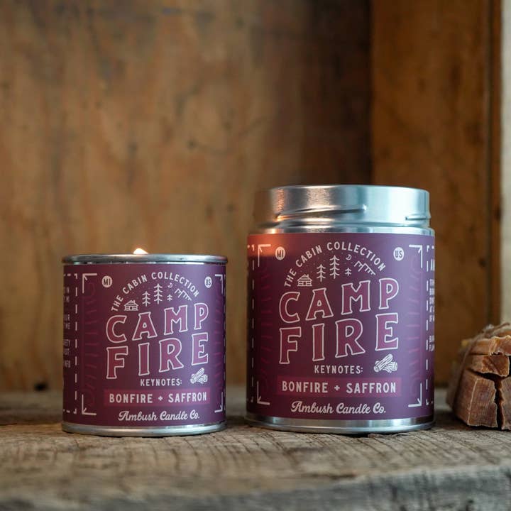 Ambush Candle Co. - Wholesale Travel Candles - Campfire | Bonfire + Saffron 8oz Soy Candle6