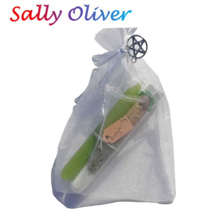 Sally Oliver - Vendita all'ingrosso Attrezzatura per meditazione - Set di incantesimi della prosperità, stregoneria, tubo incantesimo e candela