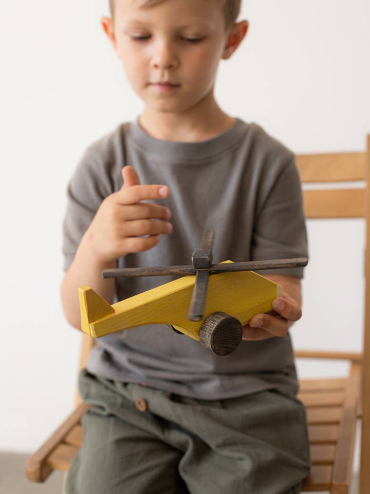 Wooden Toy Helicopter (Yellow) for wholesale by Liswood