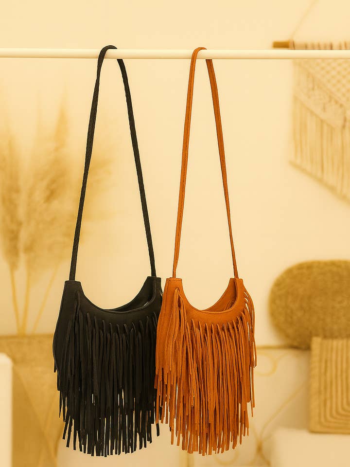 25097 - Suede Western Vibe Fringe Crossbody Bag for Women for wholesale by U R My Sunshine