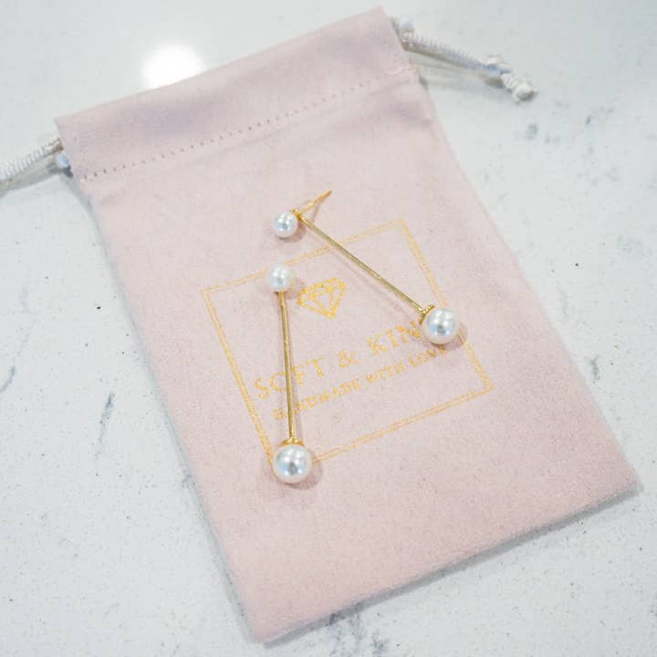 Pearl Dangle Earrings, Long dangle earrings, Bridal for wholesale by Soft and Kind