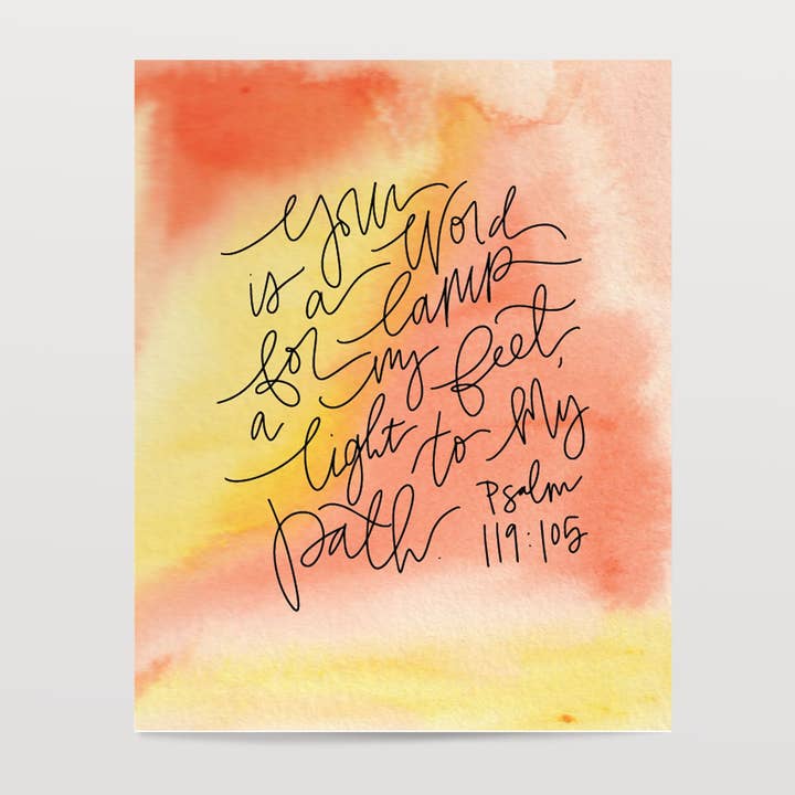 Psalm 119:105 - Watercolor Art Print for wholesale by The Woven Pen
