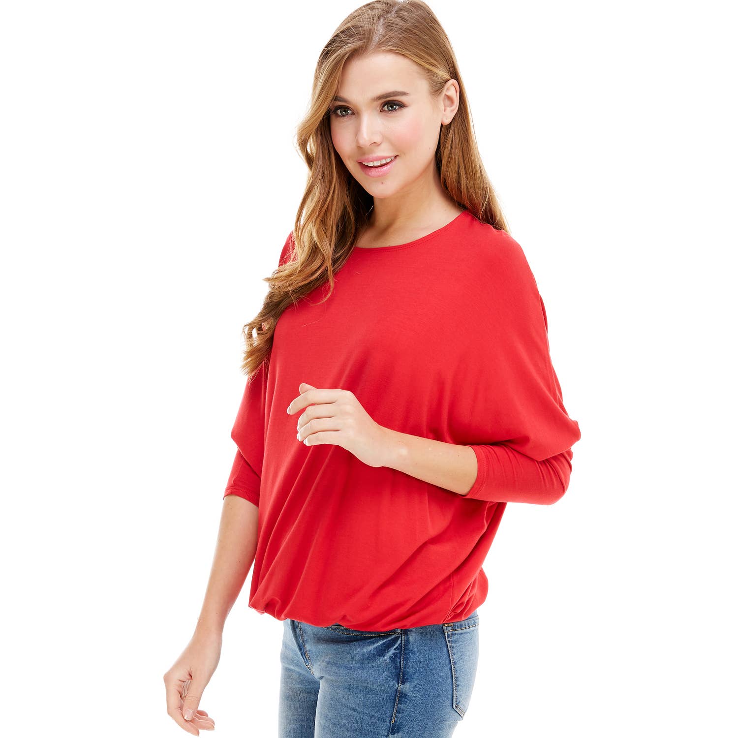 Azules Clothing - Wholesale Tunic - Women's - ATP-2309RS-DOLMAN Sleeve Elastic Bottom Hem Tunic49