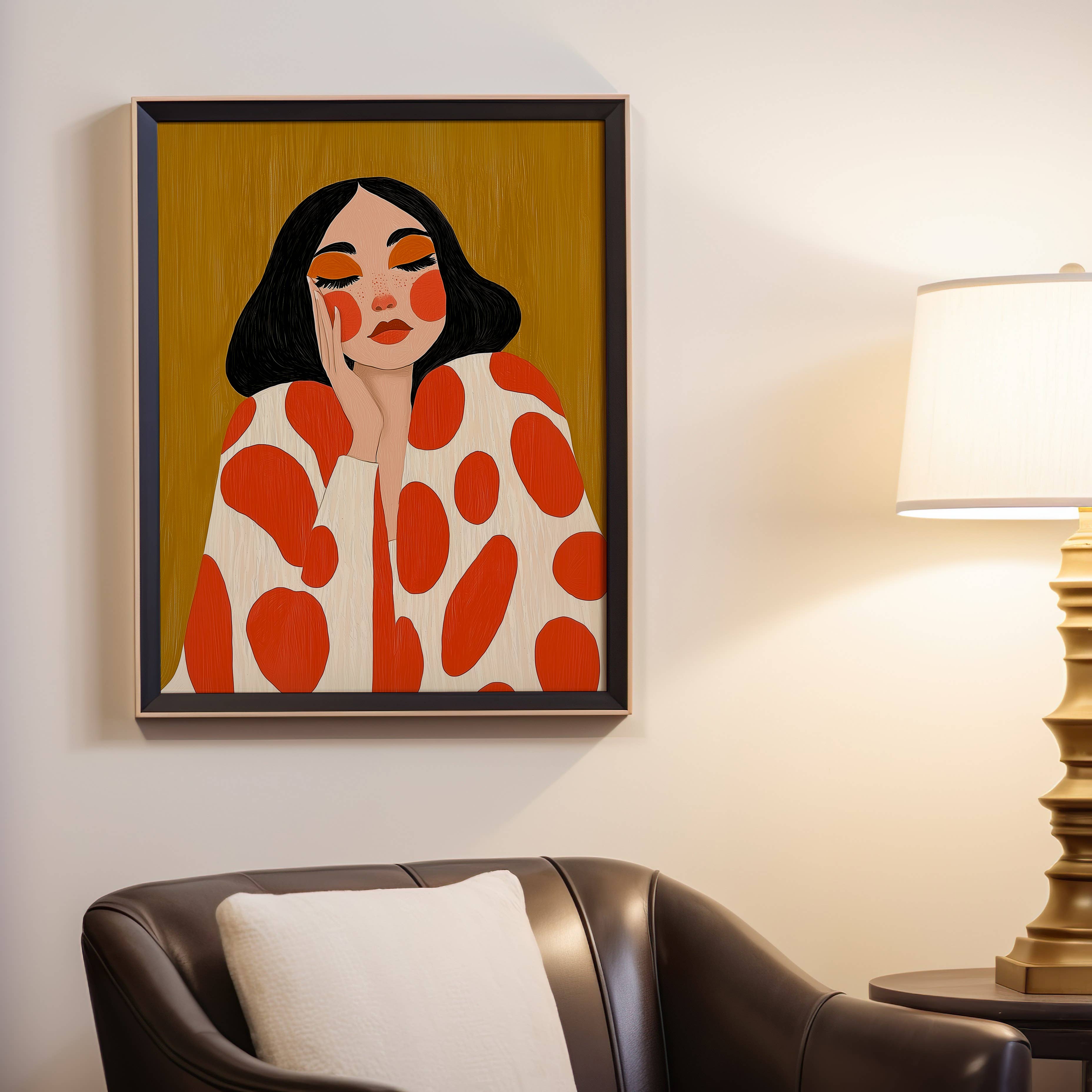 IuliiaArtPrints - Wholesale Art Print - Fashion-Inspired Abstract Female Poster – Bold Red Dot Print3