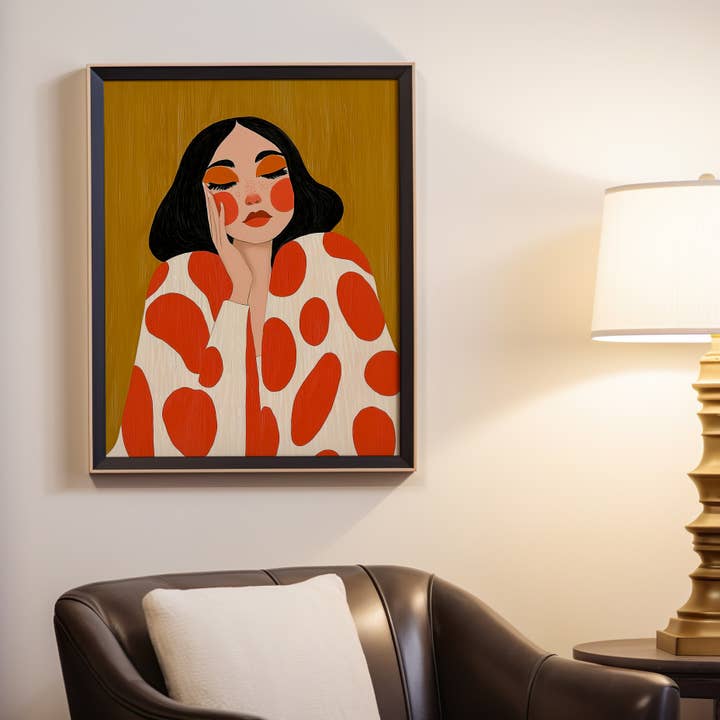 IuliiaArtPrints - Wholesale Art Print - Fashion-Inspired Abstract Female Poster – Bold Red Dot Print3
