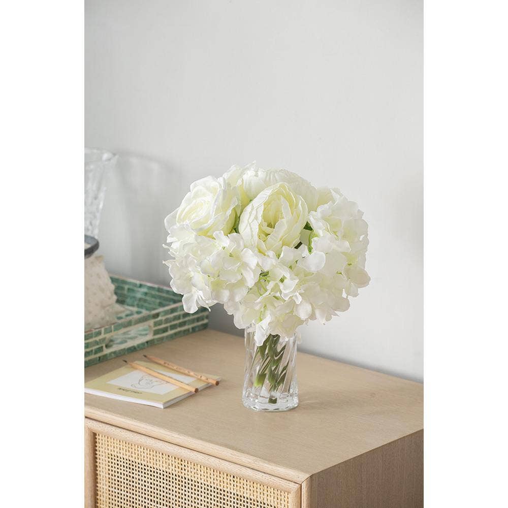 A&B Home Group Inc. - Wholesale Artificial Flowers - D10x13" Peony/Hydrangea/Rose X9 Bouquet - Cream4
