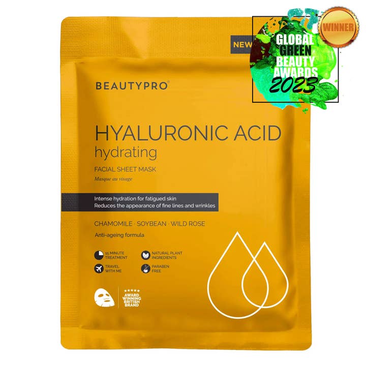 BEAUTYPRO – wholesale Skincare face mask – HYALURONIC ACID Hydrating Sheet Mask - 100% Biodegradable
