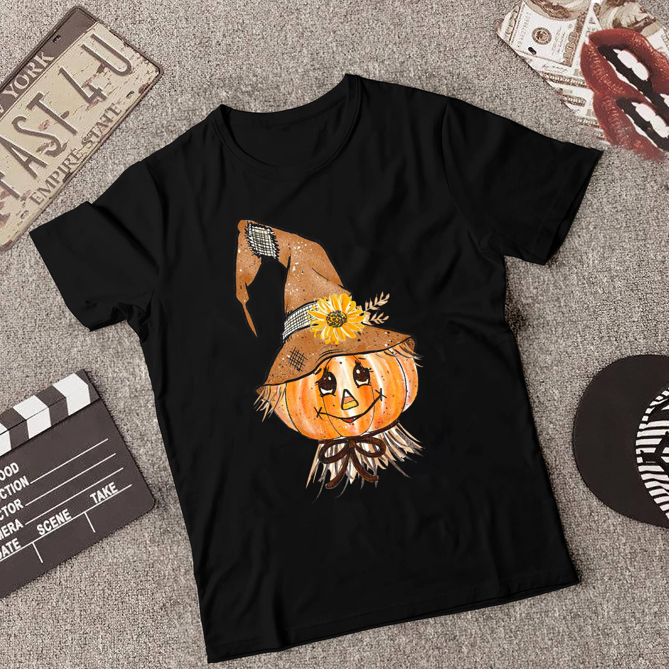 Black Scarecrow Pumpkin Shirt, Funny Halloween, Happy Halloween for wholesale on Faire2