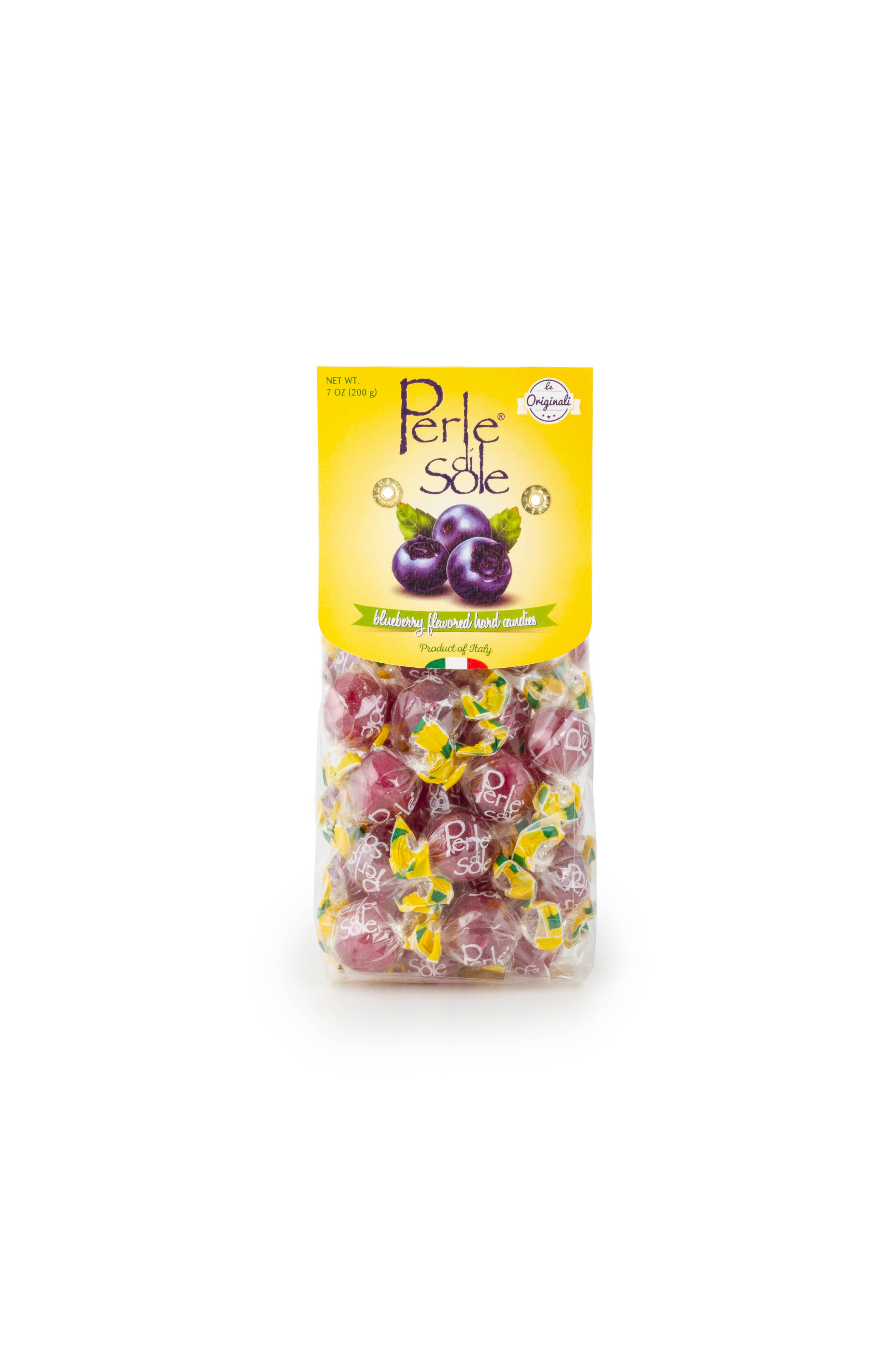 Perle di Sole LLC - Wholesale Hard Candy - Blueberry Drops with a Tart Fizzy Filling (7.05 oz Bag)