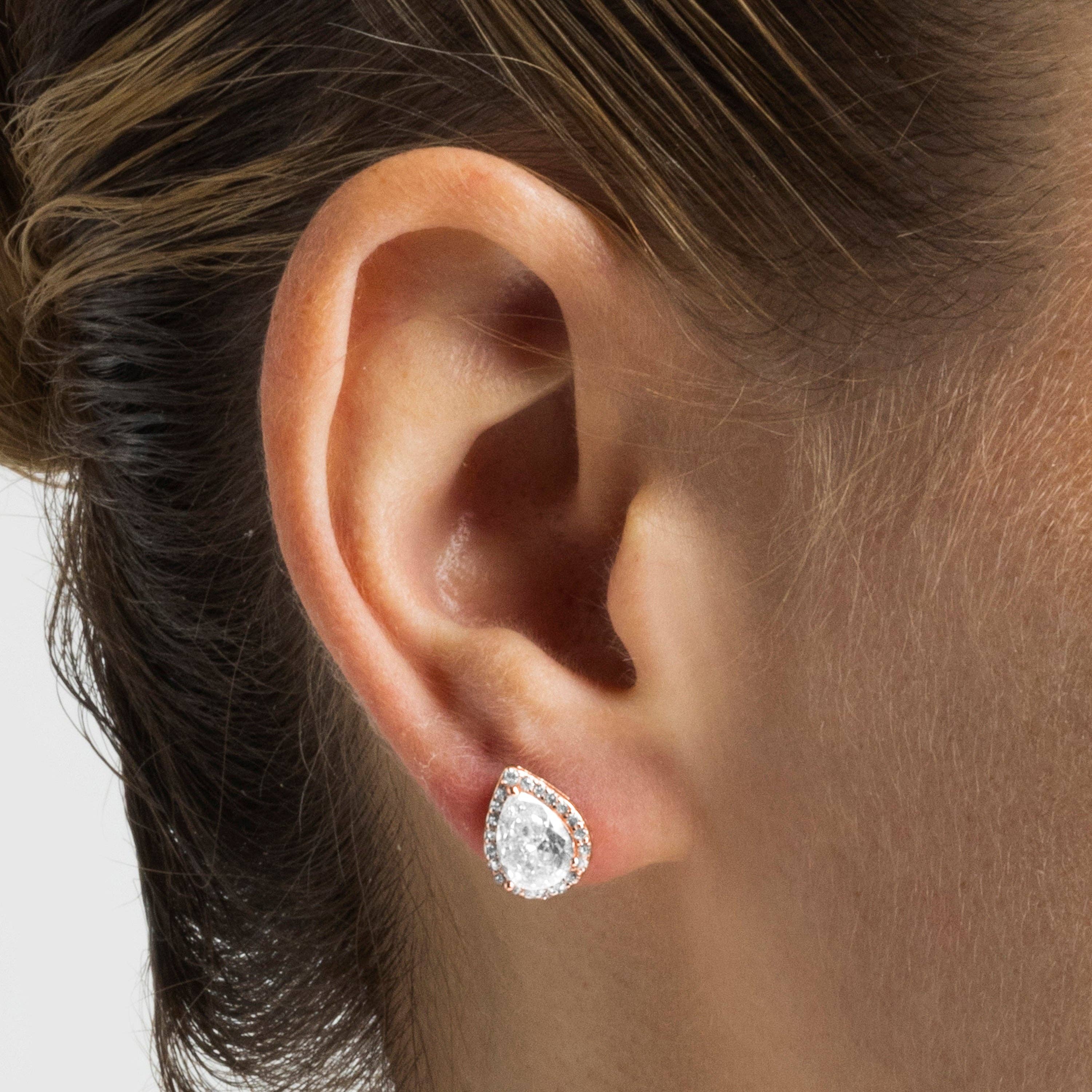 Luxenter – wholesale Hängande örhängen – Luxenter örhängen i 925 sterlingsilver med gnistrande zirkon, pläterade i 18K roséguld - Theli3