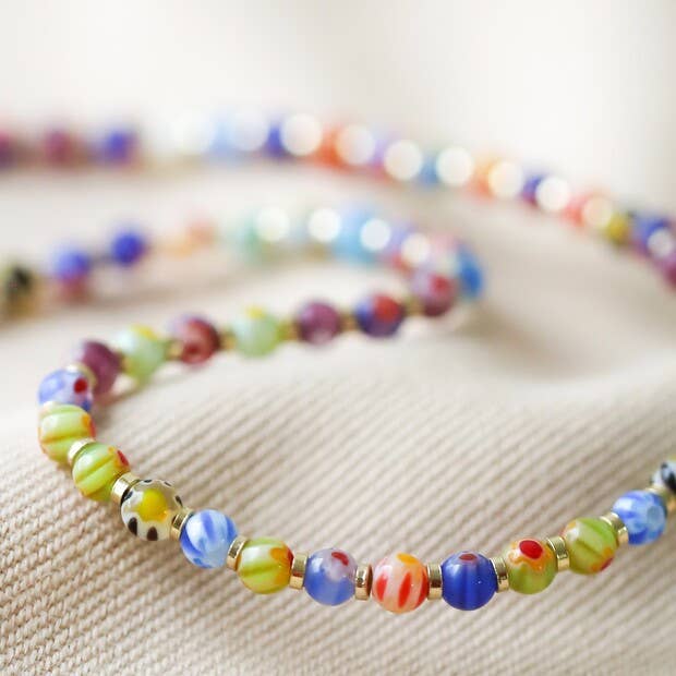Lisa Angel - Wholesale Beaded/Pearl Necklace - Colourful Mixed Beads Necklace in Gold3
