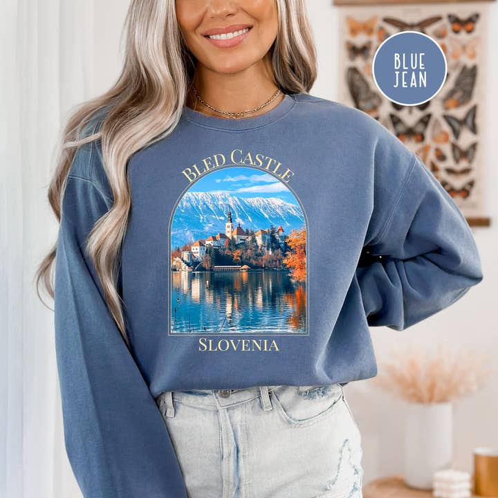 Bled Castle Slovenia Comfort Colors® Sweatshirt for wholesale by CindyL Boutique