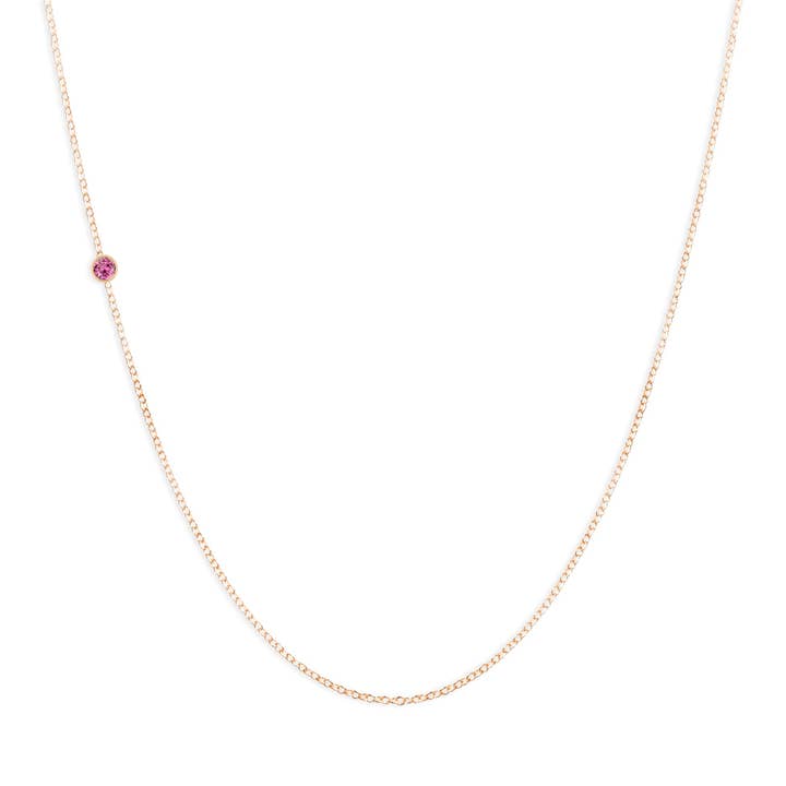 Collar de piedra natal asimétrica de oro de 14 quilates - Turmalina rosa (octubre) para venta al por mayor de Maya Brenner