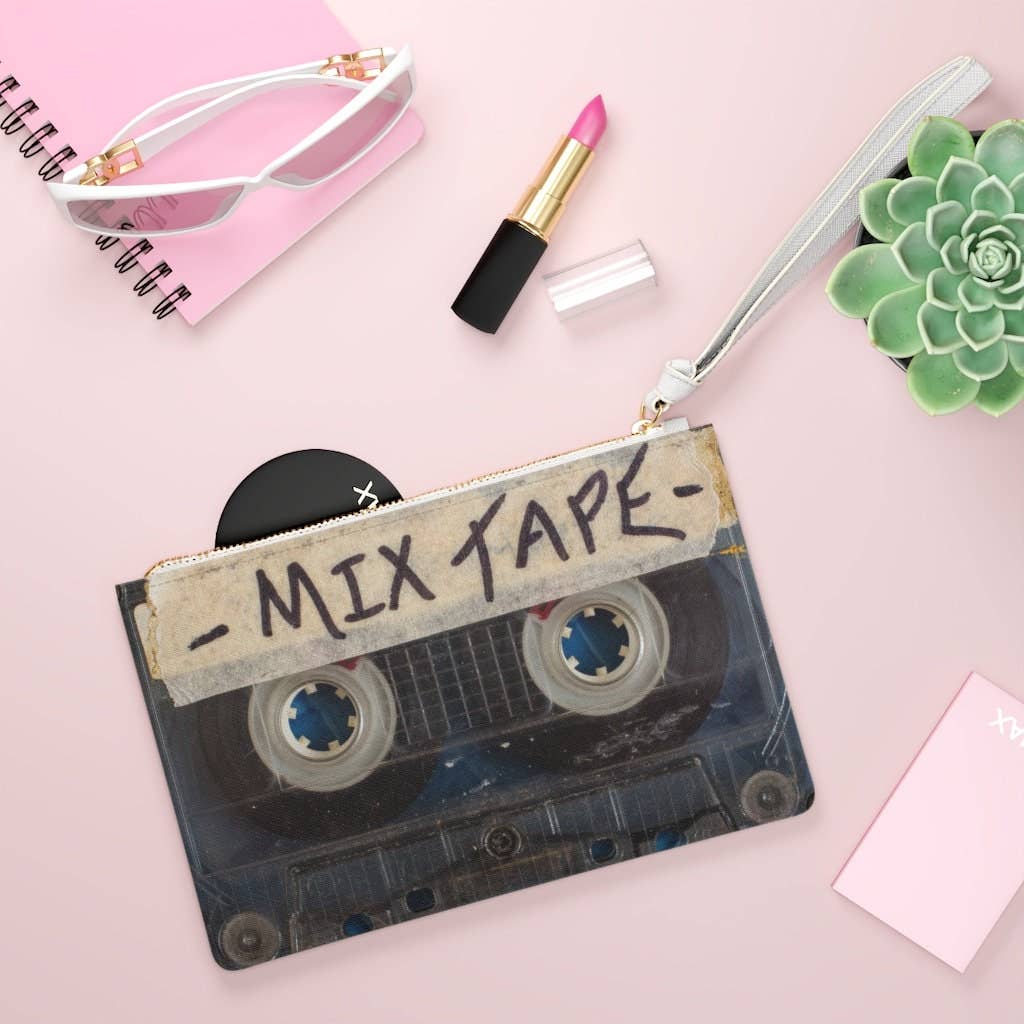 QuotesOn LLC - Wholesale Clutch Bag - Women's - Mix Tape Cassette Clutch Bag, Wristlet, Evening Bag, Vegan Leather Bag, Vegan Saffiano, 80s Handbag, Retro4