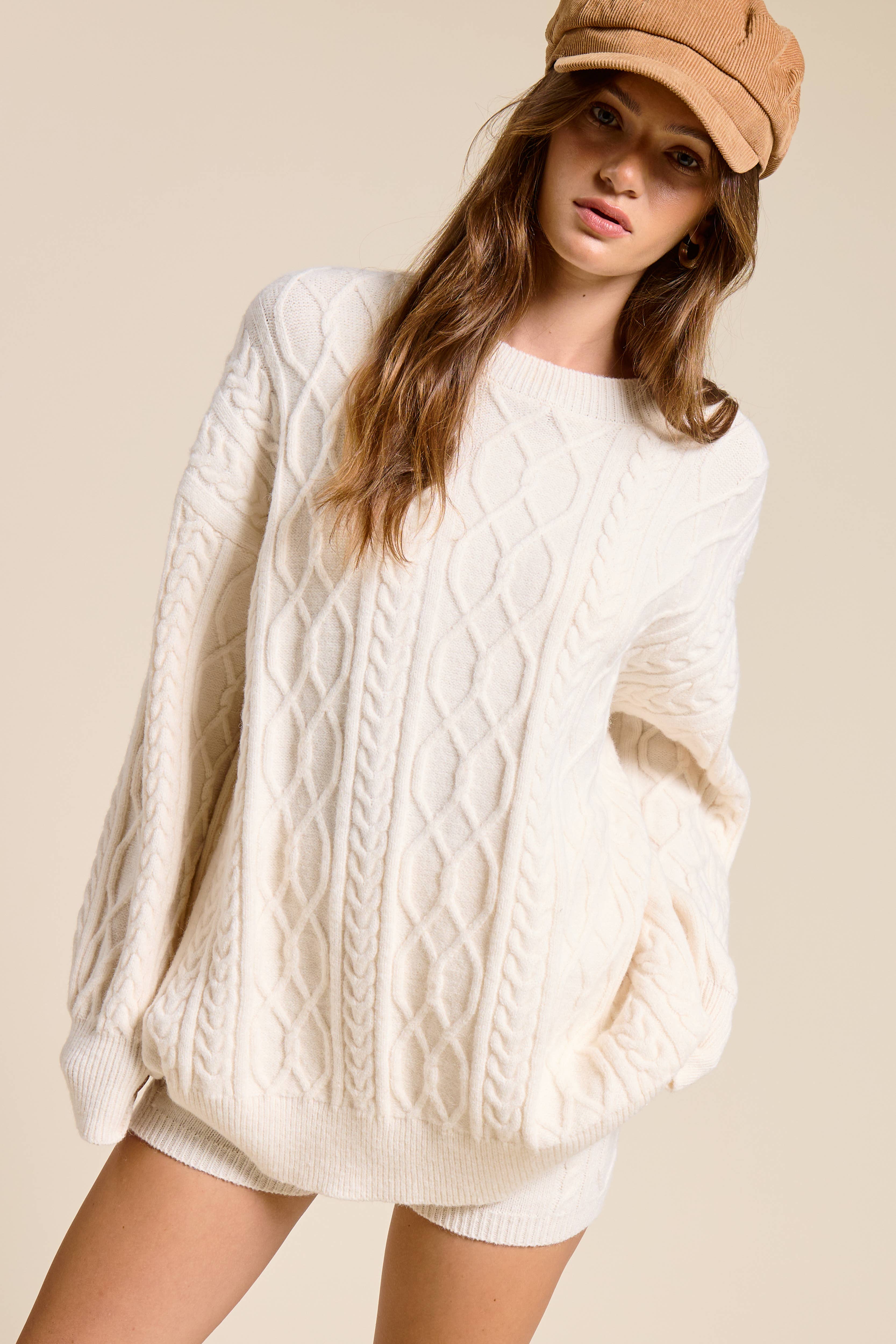 Mimosa - Wholesale Top & Short Set (NOT Loungewear) - Women's - Cable Knit Sweater and Shorts Set9