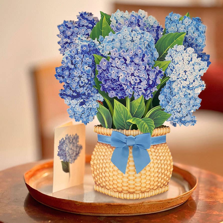 FreshCut Paper LLC – wholesale Everyday greeting card – Nantucket Hydrangeas (8 Pop-up Greeting Cards)2
