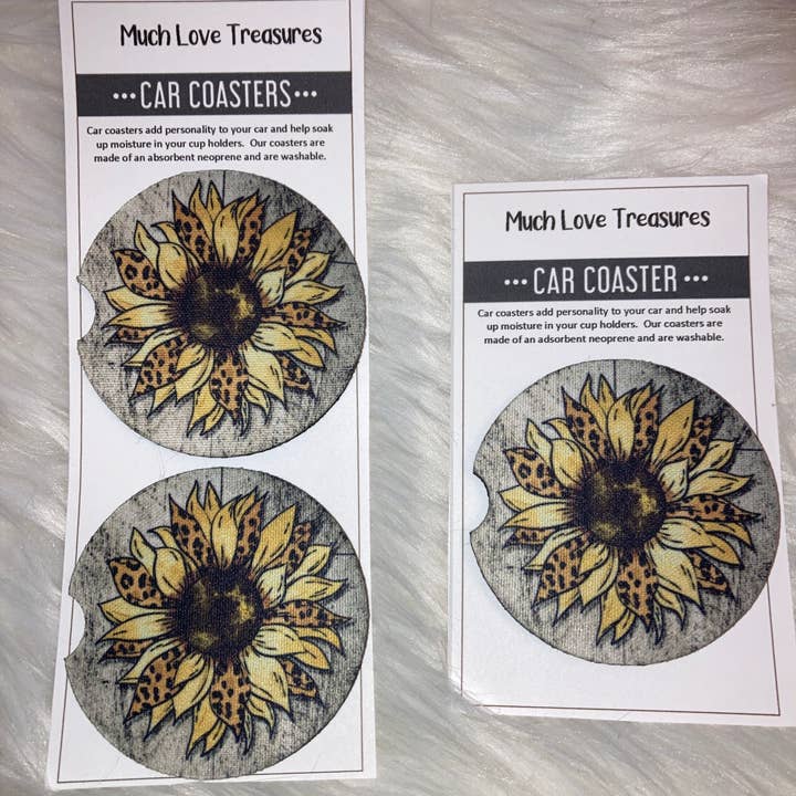 Sunflower with Print Car Coaster for wholesale by Much Love Treasures
