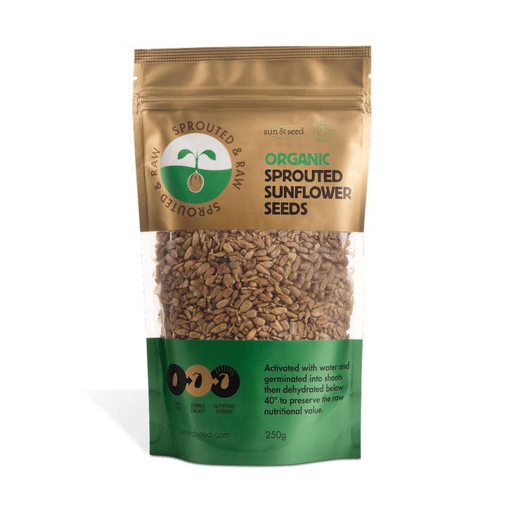 Sprouted & Raw Organic Sunflower Seeds 250g for wholesale by Sun & Seed