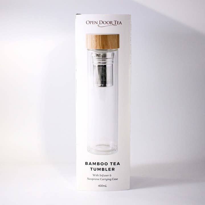 Open Door Tea - Wholesale Tea strainer/infuser - Bamboo Tea Tumbler | Glass Travel Teaware5