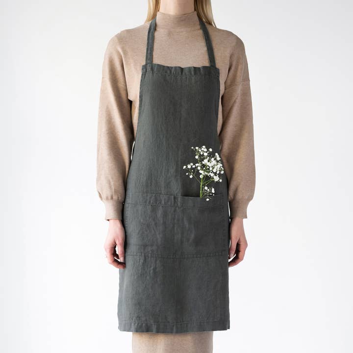 Linen Tales - Wholesale Apron - Forest Green Linen Daily Apron