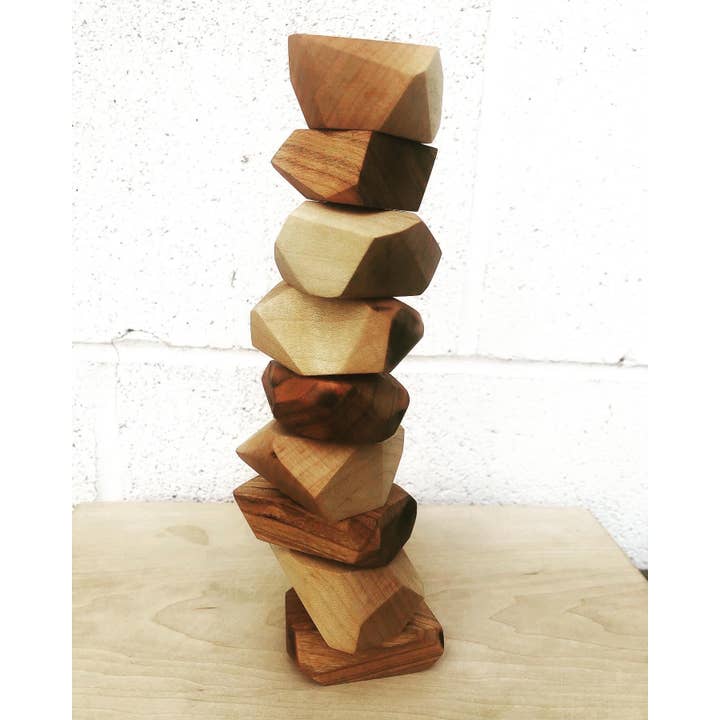 Geometric Wooden Stone Stacking Blocks for wholesale by Timber and Ore Goods