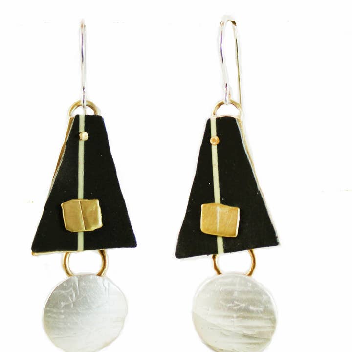 Polymer Clay, Brass, Sterling Dinner Out Earrings. for wholesale by Whitney Designs Ltd.