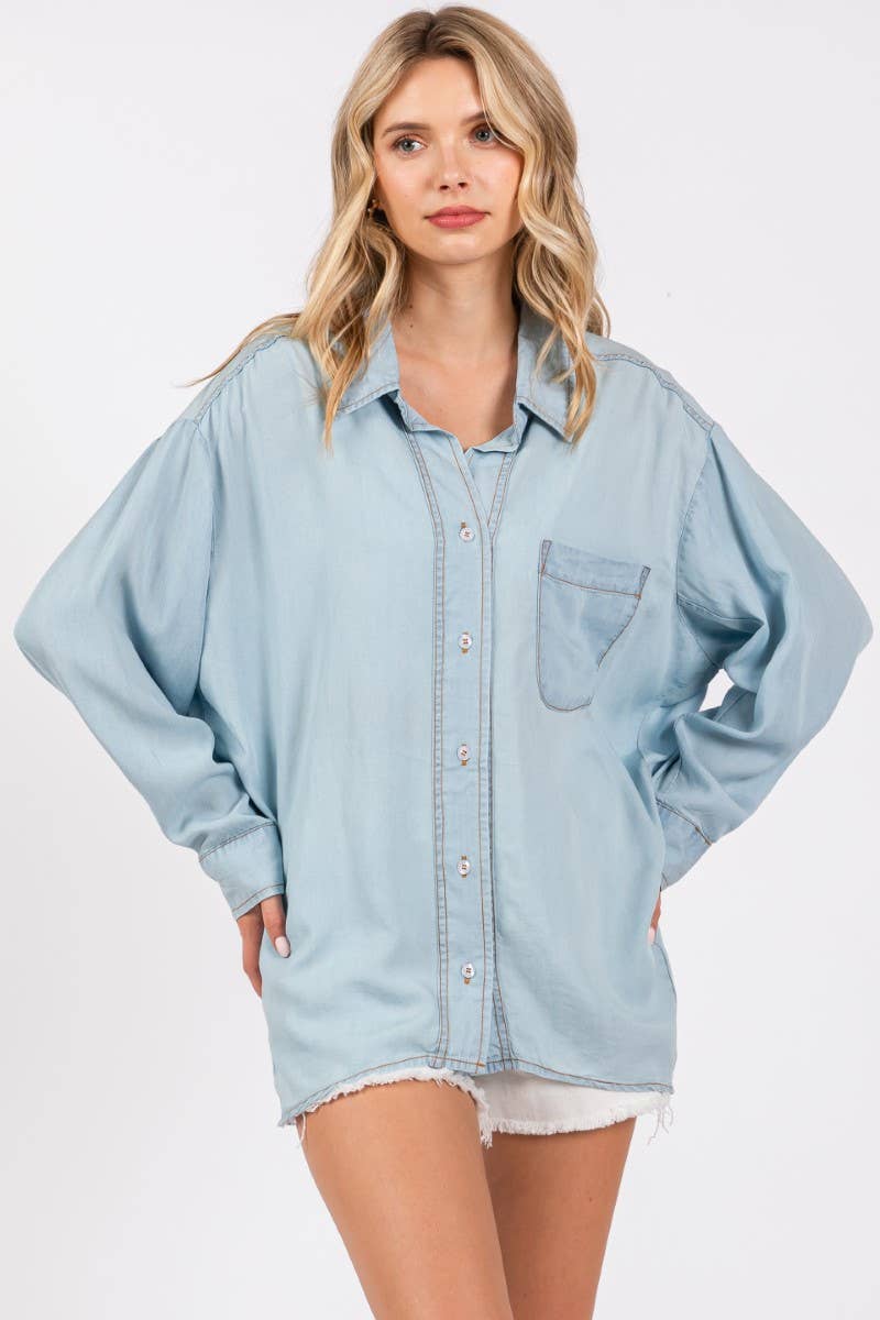 ZiA Apparel - Wholesale Button Down Shirt - Women's - V-NECK LAPEL COLLAR SHIRT 22
