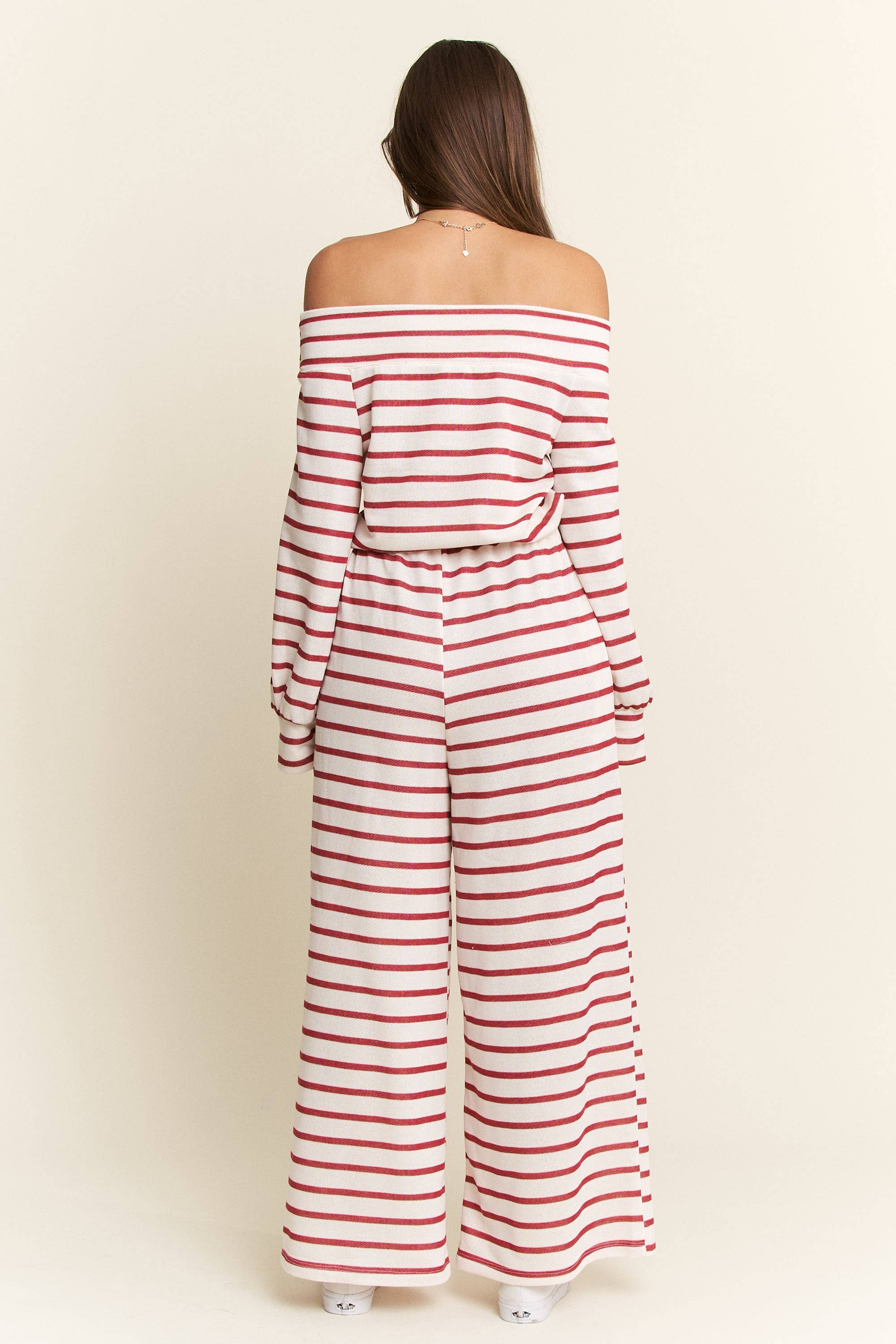 JADE BY JANE - Wholesale Jumpsuit - Women's - PLUS SIZE OFF-SHOULDER STRIPED TERRY JUMPSUIT10