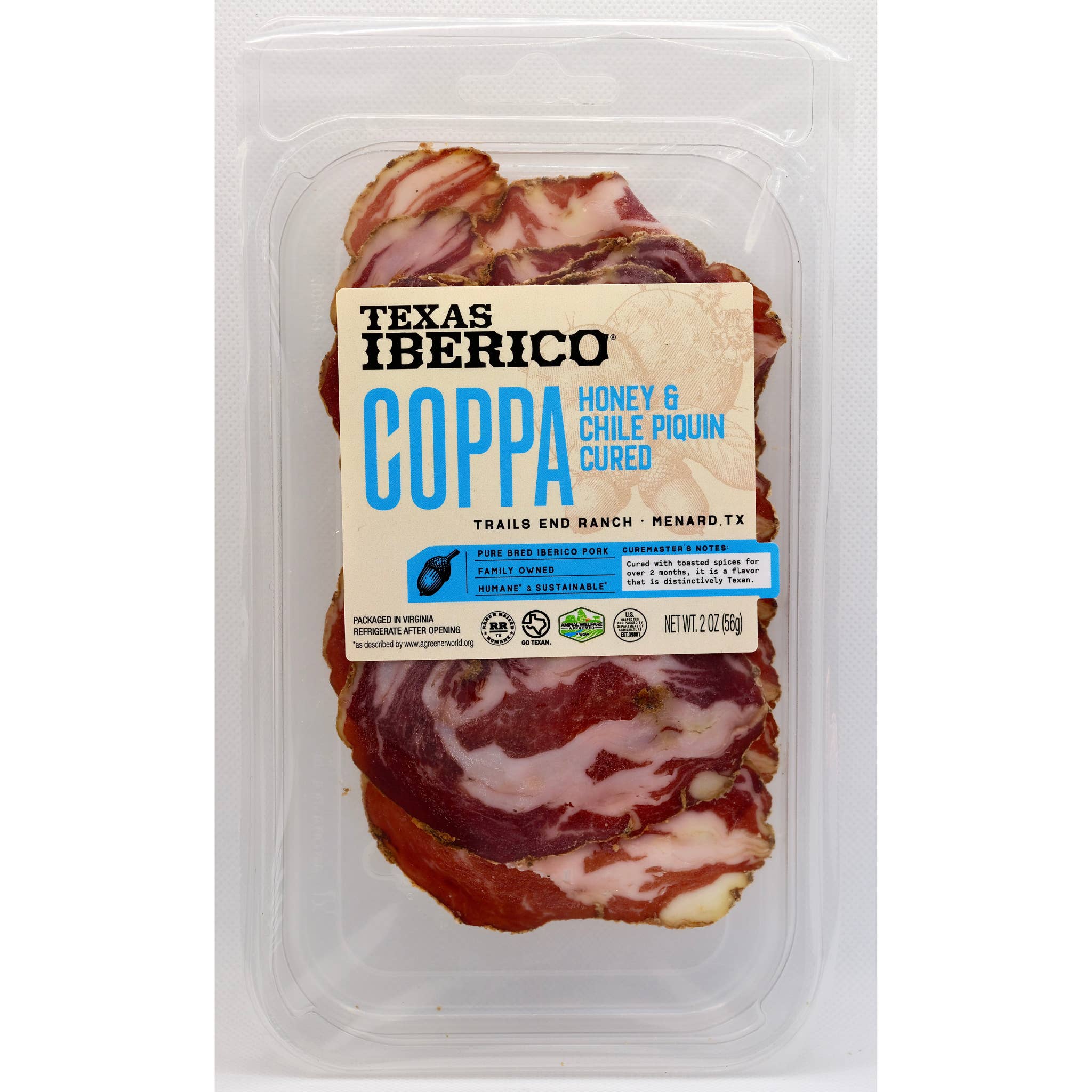 Alta Gama Foods - Wholesale Salami - Texas Iberico - Sliced COPPA 2 oz.