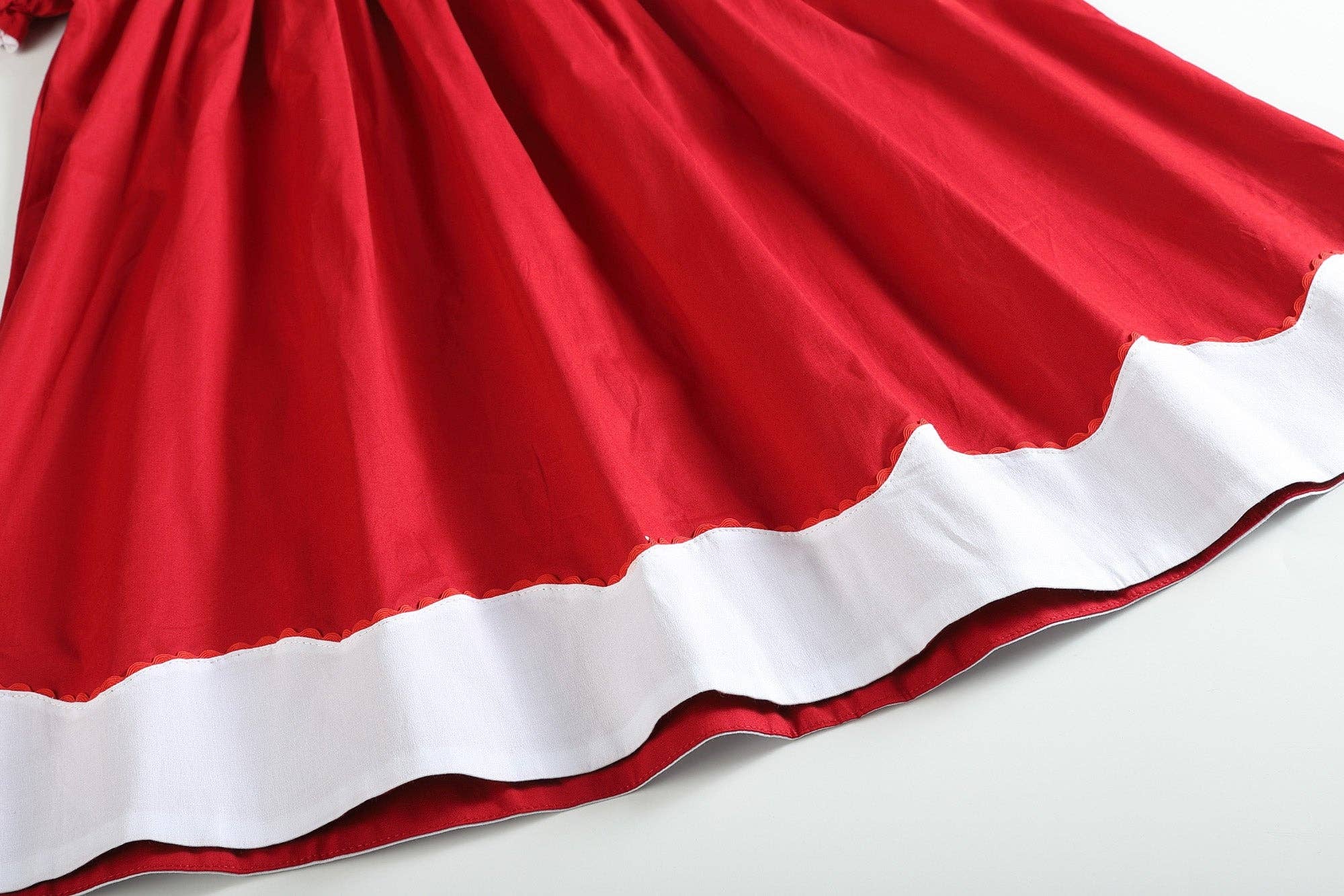 Lil Cactus - Wholesale Dress - Kids - Red and White Santa Smocked Bishop Dress5