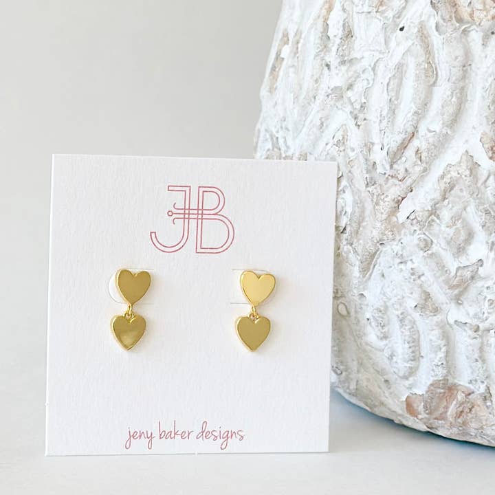 Dangle Heart Studs for wholesale by Jeny Baker Designs