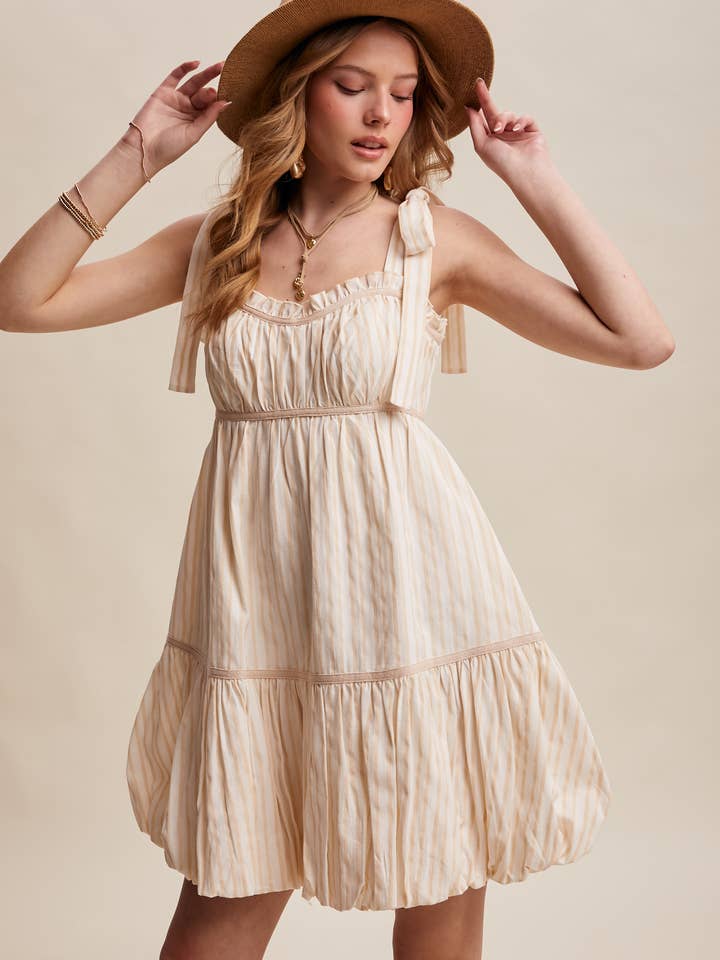 Striped Bow-Tie Bubble Sundress LD1538 for wholesale by Listicle