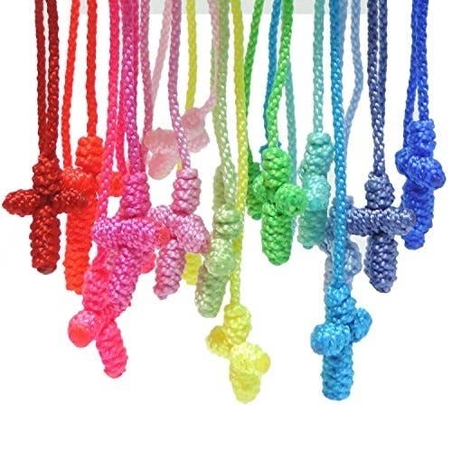Sanyork Fair Trade - Wholesale Prayer Beads Bracelet - Knotted Rosary Bracelet with Cross Adjustable Cords Pack