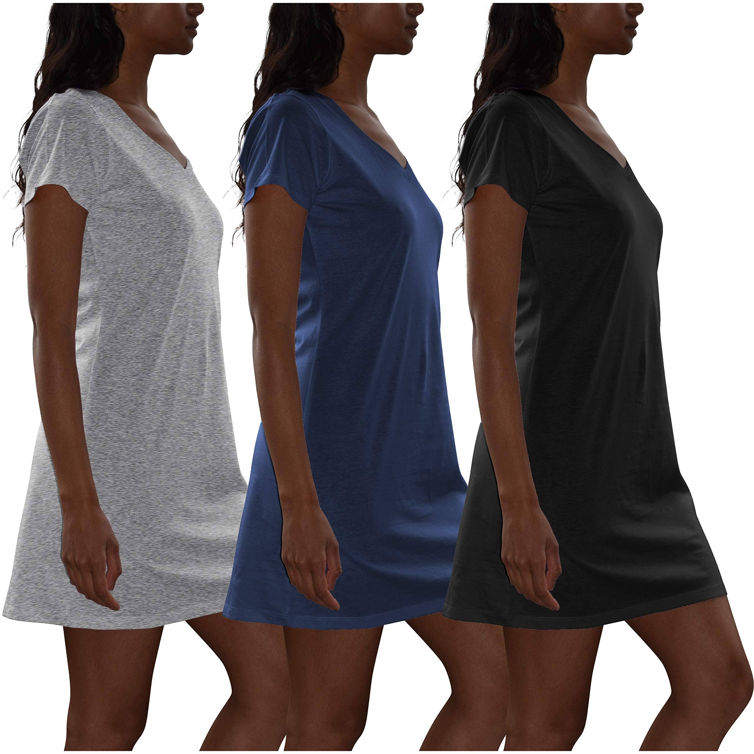 I-Wear Brands - Wholesale Sleepwear Top - Women's - 3 Pack Women's Cotton Short Sleeve Long Sleep Shirt3