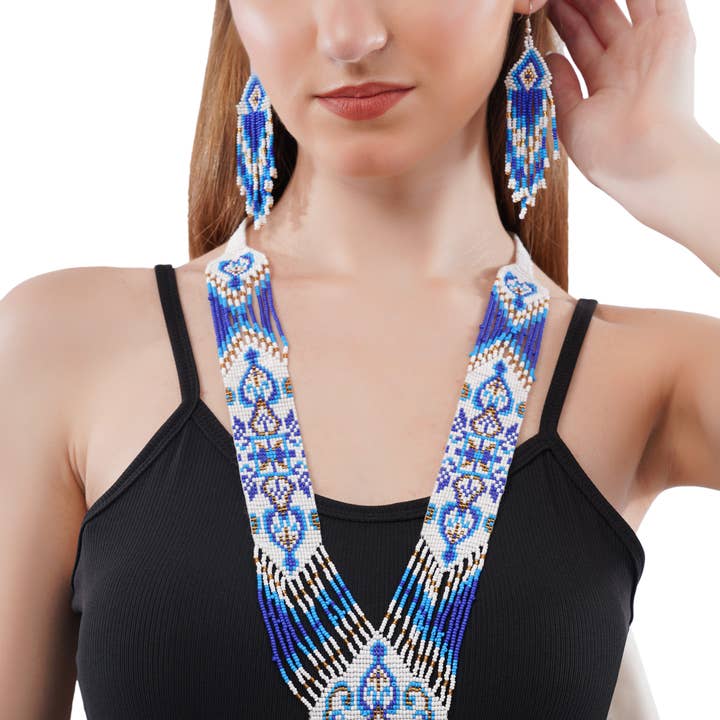 Ensemble de bijoux motif indien | Perles de verre | Bijoux perlés pour la vente par House of Kraft Jewelry & Accessories