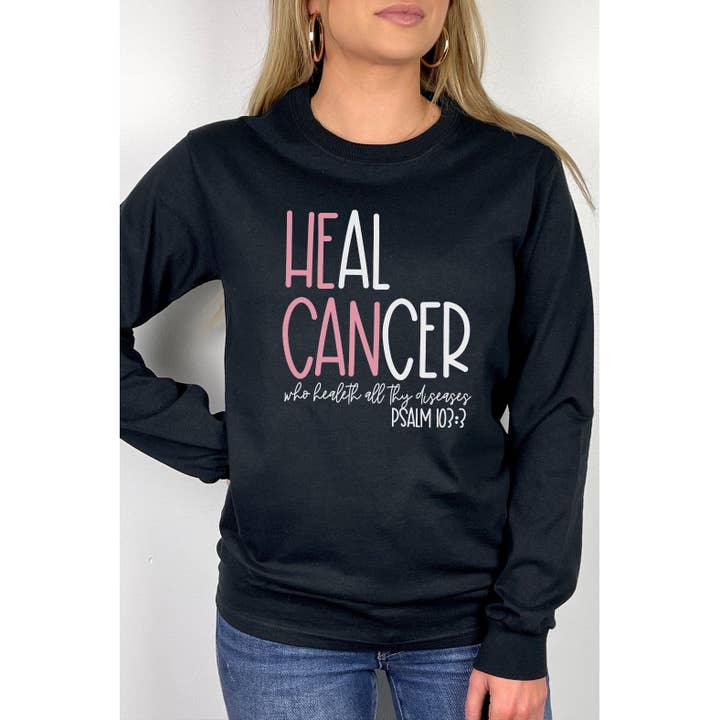 T-shirt à manches longues HeAL CanCer He Can Christian Faith pour la vente par Select Apparel