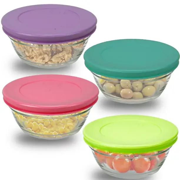 Recipientes de vidrio para almacenamiento de alimentos Lav con tapas  coloridas, 8.4 oz al por mayor para tu tienda - Faire España